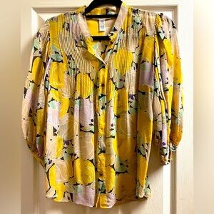 Diane Von Furstenberg Silk Floral Print Blouse Size 4